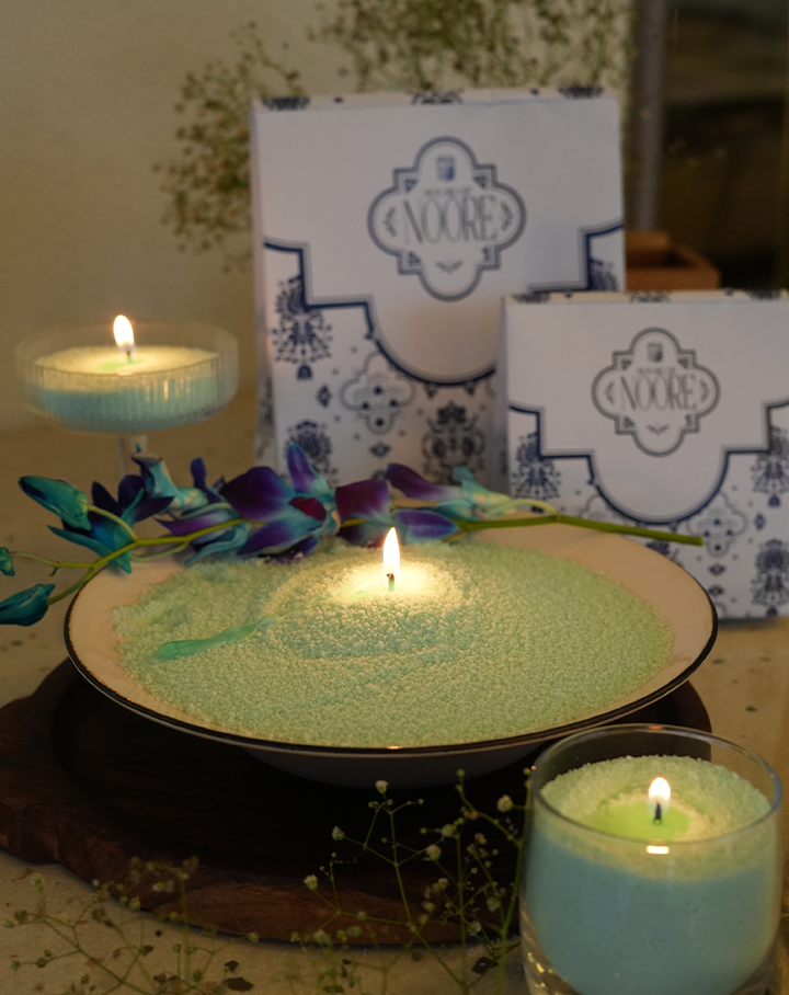 Celestial Teal Pearl Candle
