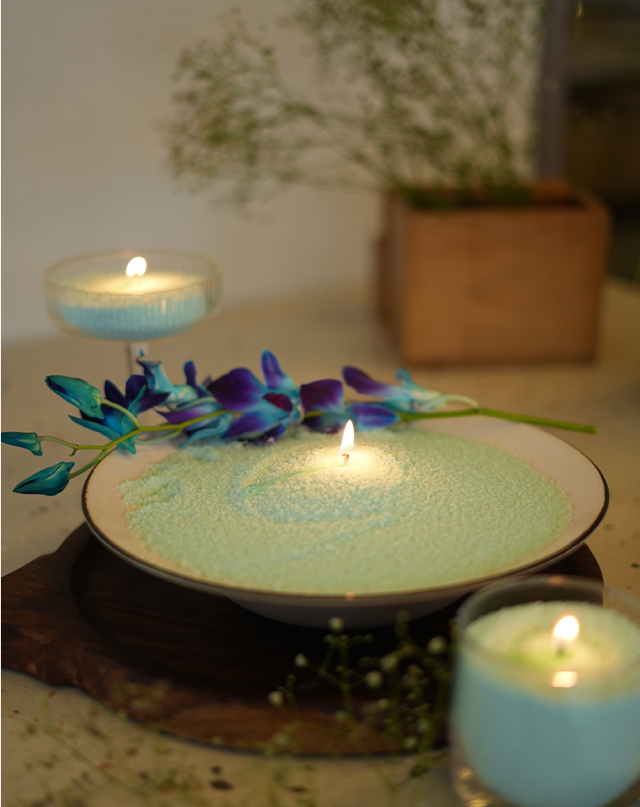 Celestial Teal Pearl Candle