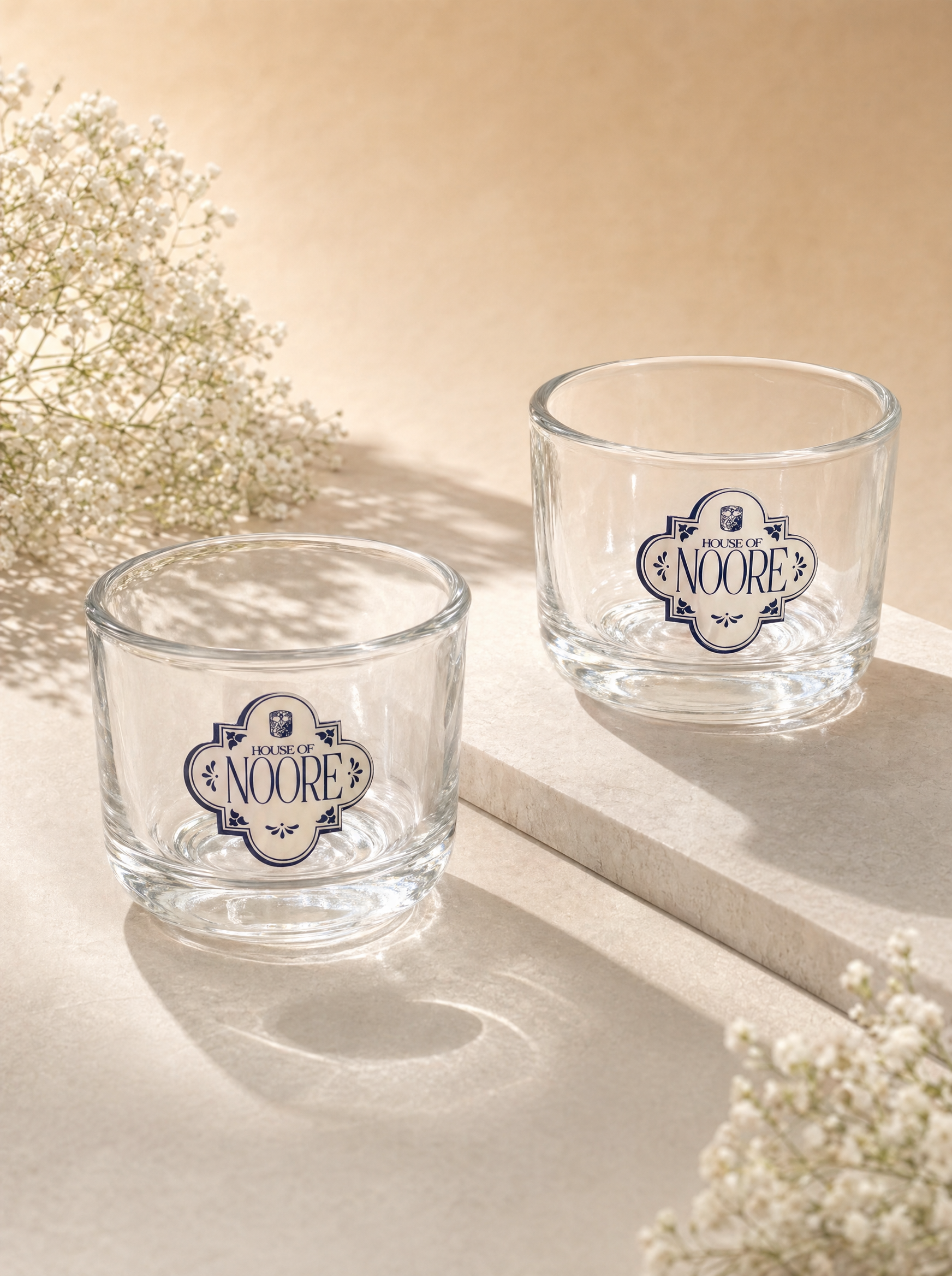 Noore Glass Votive Container, small glass candle jar