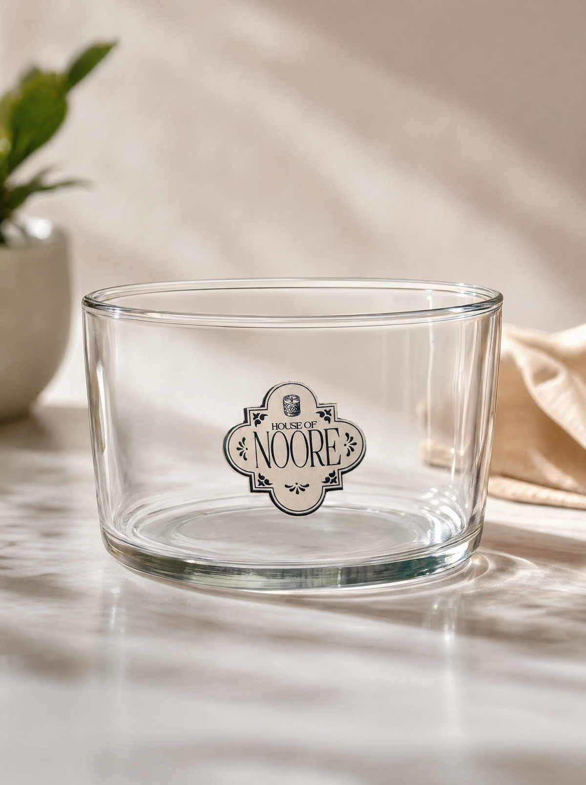 Noore Short Straight Glass Container, compact glass candle jar